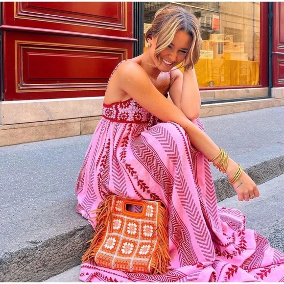 02 Boho Crochet Ruffle Hem Cami Midi Dress - Picture 3 of 16